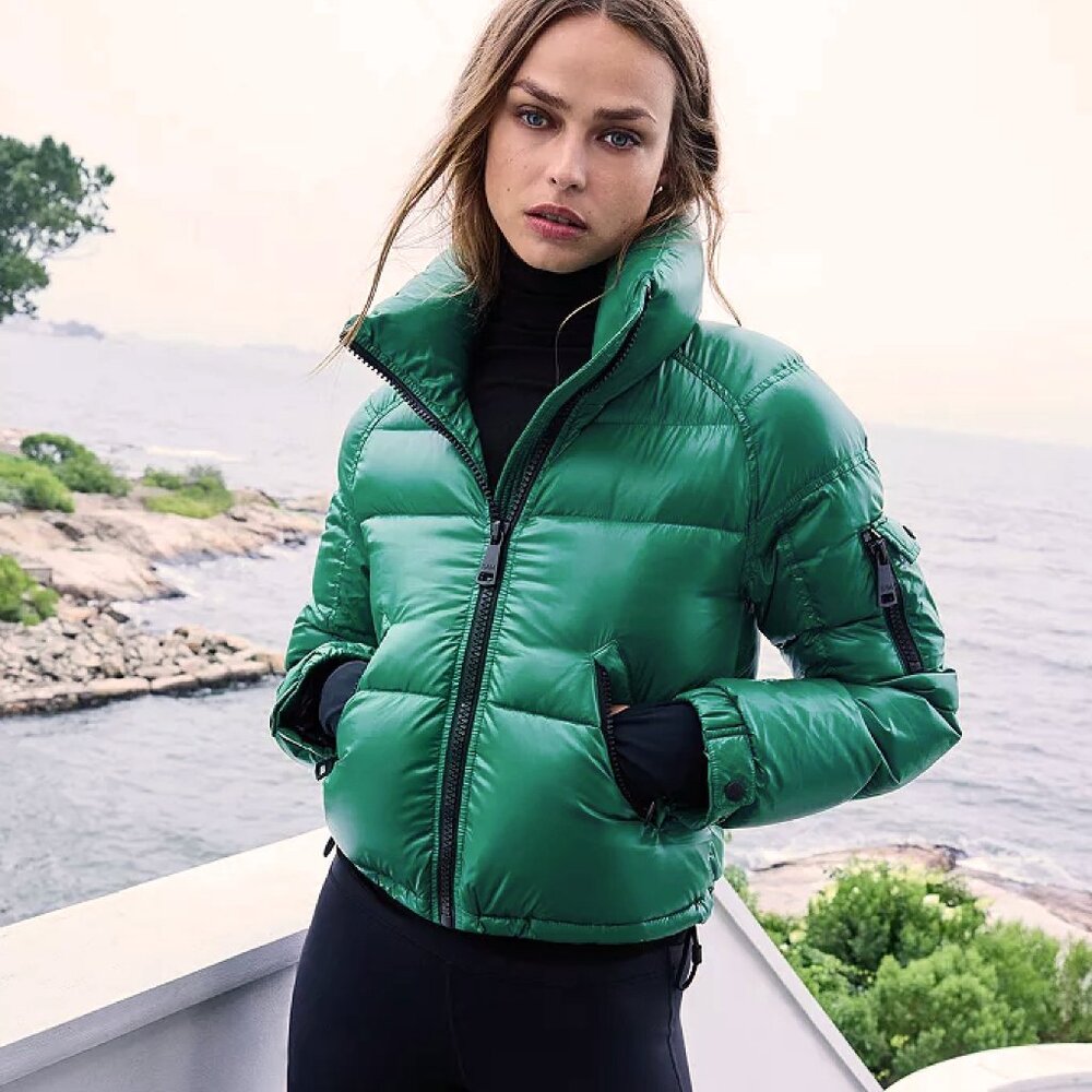 SAM. Freestyle Cropped Puffer Coat Grass Green NWT XL